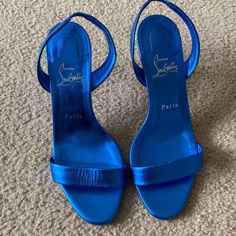 Christian Louboutin blue shine heels.
